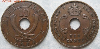 Брит Вост Африка 10 центов 1934  до 07-08-18 в 22:00 - Брит Вост Африка 10 центов 1934    3951