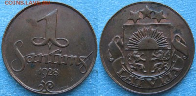 Латвия 1 сантим 1928  до 08-08-18 в 22:00 - Латвия 1 сантим 1928    187-ас45-9649