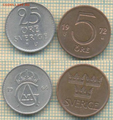 Швеция 5 эре 1972, 25 эре 1964 г., до 08.08.2018 г. 22.00 по - Швеция 2 монеты  2393