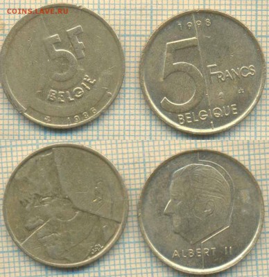 Бельгия 5 франков 1986,1998 г., до 09.08.2018 г. 22.00 по Мо - Бельгия 2 мон 2399