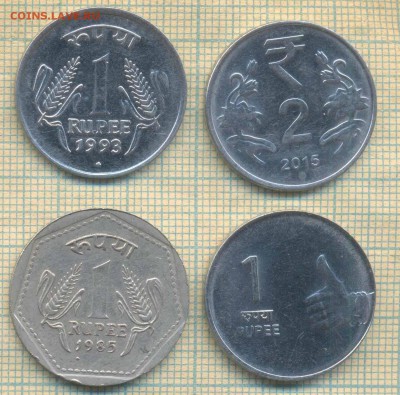 Индия 1 р 1993,1985,2008, 2 р 2015 г., до 09.08.2018 г. 22.0 - Индия 4 монеты  2404