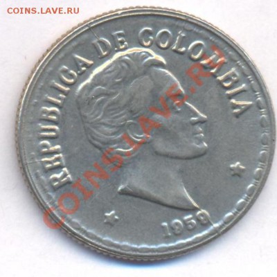 Колумбия 20 центаво 1959 г. До 6.05.11 г. 20-00 МСК. - Колумбия