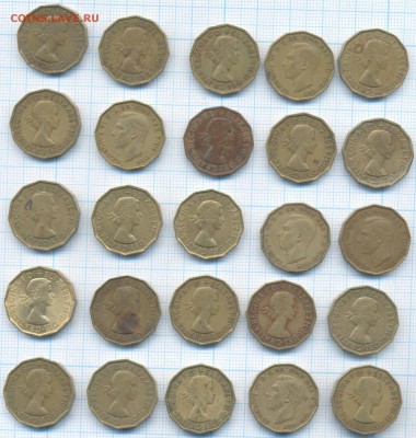 Великобритания 3 пенса 1937 -1967 гг., фикс 20 руб-1шт - Англия фикс 2а