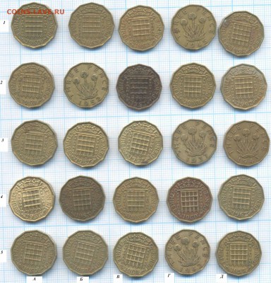 Великобритания 3 пенса 1937 -1967 гг., фикс 20 руб-1шт - Англия фикс 2