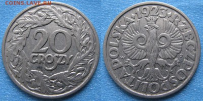Польша 20 грошей 1923  до 09-08-18 в 22:00 - Польша 20 грошей 1923    177-К24-8223