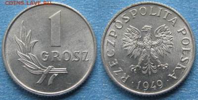 Польша 1 грош 1949 до 09-08-18 в 22:00 - Польша 1 грош 1949    176-кл-7857