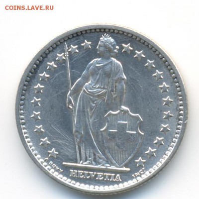 Ag. Швейцария 2 франка 1967. XF. до 11.08 22:00 - 7 (2)