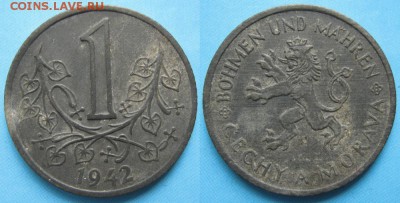 Богемия и Моравия 1 крона 1942    до 11-08-18 в 22:00 - Богемия и Моравия 1 крона 1942    156-40-1694