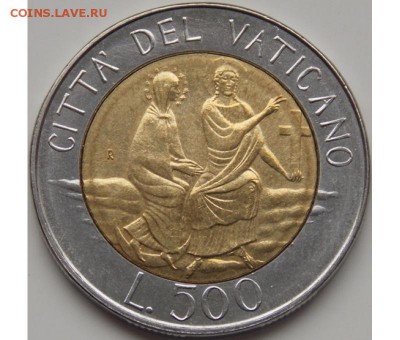 биметалл Ватикан 500 лир 1986 UNC Иисус Христос и Дева Мария - bimetall_vatikan_500_lir_1986_unc_iisus_khristos_i_deva_marija