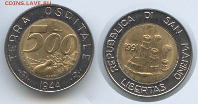 биметалл Сан Марино 500 лир 1991 - bimetall_san_marino_500_lir_1991