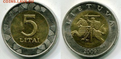 Биметалл Литва 5 лит 2009 рыцарь - bimetall_litva_5_lit_2009_rycar (1)