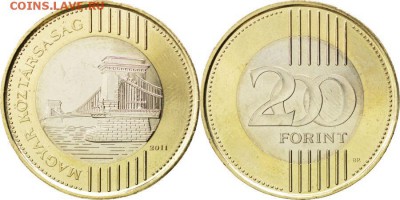 биметалл Венгрия 200 форинт 2011 Мост - bimetall_vengrija_200_forint_2011_most