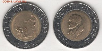 биметалл Ватикан 500 лир 1991 UNC Миссия Спасителя - bimetall_vatikan_500_lir_1991_unc_missija_spasitelja