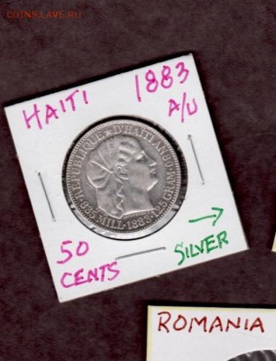 Гаити 50ц 1883,Румыния 25000 лей 1946,Тайланд 20 сат 1942 - haiti 50 cents2