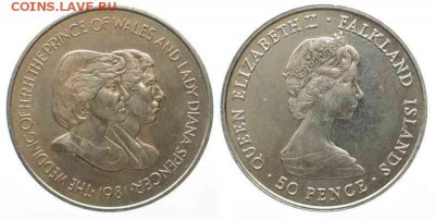 Крона Шайба Фолклендские острова 50 пенсов 1981 Свадьба - krona_shajba_folklendskie_ostrova_50_pensov_1981_svadba_princa_charlza_i_ledi_diany_folklendy