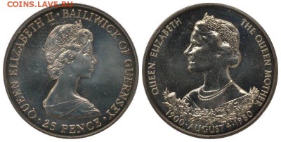 Крона Шайба Гернси 25 пенсов 1980 80 лет Юбилей Королевы - krona_shajba_gernsi_25_pensov_1980_80_let_jubilej_korolevy_materi