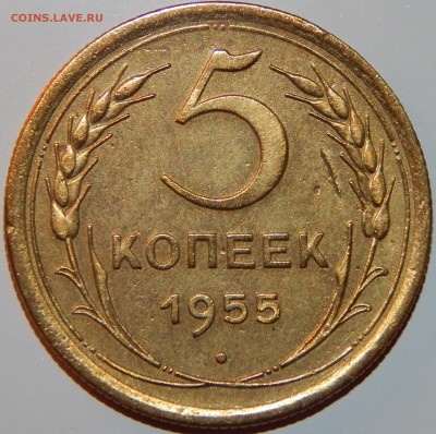 5 копеек 1955 года, СССР, до 22:00 14.08.2018 г. - 5-1955-3.JPG
