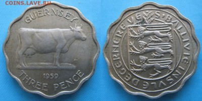 Гернси 3 пенса 1959    до 16-08-18 в 22:00 - Гернси 3 пенса 1959    8175