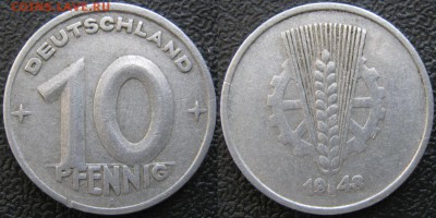 30.Ходячка ГДР 10 пфеннигов 1948-1982г. - 30.1. -ГДР 10 пфеннигов 1948 А    7358
