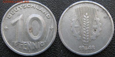 30.Ходячка ГДР 10 пфеннигов 1948-1982г. - 30.3. -ГДР 10 пфеннигов 1948 А    7525