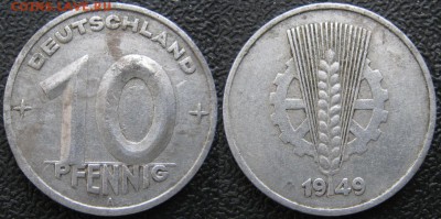 30.Ходячка ГДР 10 пфеннигов 1948-1982г. - 30.5. -ГДР 10 пфеннигов 1949 А    7355