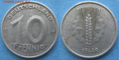 30.Ходячка ГДР 10 пфеннигов 1948-1982г. - 30.6. -ГДР 10 пфеннигов 1949 А    7851
