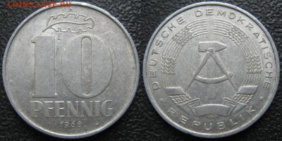 30.Ходячка ГДР 10 пфеннигов 1948-1982г. - 30.20. -ГДР 10 пфеннигов 1968 А   7377