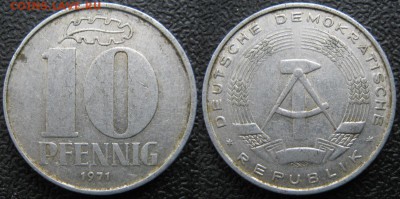 30.Ходячка ГДР 10 пфеннигов 1948-1982г. - 30.21. -ГДР 10 пфеннигов 1971 А    7550