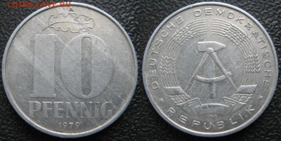 30.Ходячка ГДР 10 пфеннигов 1948-1982г. - 30.24. -ГДР 10 пфеннигов 1979 А    7381
