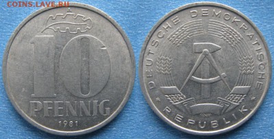 30.Ходячка ГДР 10 пфеннигов 1948-1982г. - 30.26. -ГДР 10 пфеннигов 1981 А    7016