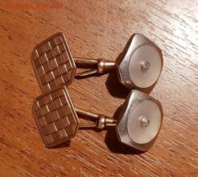золотые запонки с брюликом 585 пр - O-OrZ7IssJk