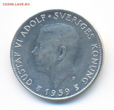 Ag. Швеция 5 крон 1959. 150 лет конст. XF. до 16.08 22:00 - 6 (2)