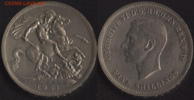 монеты ВЕЛИКОБРИТАНИИ по ФИКСУ - Великобритания 1 крона 1951 ФЕСТИВАЛЬ В БРИТАНИИ