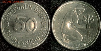 монеты Германии по ФИКСУ - Германия ФРГ 50 пфеннигов 1980 (гашеная) 