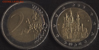 монеты Германии по ФИКСУ - Германия 2 евро 2012 БАВАРИЯ =195