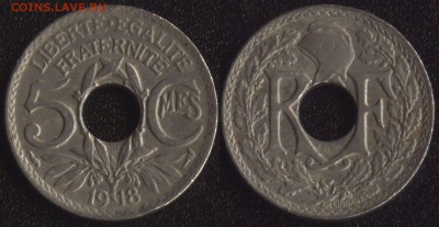 монеты Италии и Франции по ФИКСУ - Франция 5 сантим 1918 -40