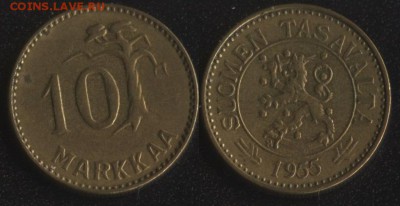 монеты стран Скандинавии по ФИКСУ - Финляндия 10 марка 1955
