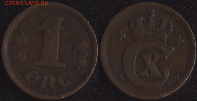 монеты стран Скандинавии по ФИКСУ - Дания 1 оре 1919 (HCN-GJ) -125