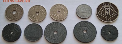 Монеты Белькие - 10 шт. 1921 - 44 г.  Окон. 16.08.18г. в 22. - Бельгия 22.