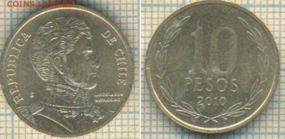 Чили 10 песо 2010 г. , до 21.08.2018 г. 22.00 по Москве - Чили 10 песо 2010  1690