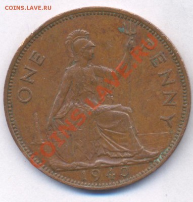 Великобритания 1 пенни 1940 г. До 8.05.11 г. 20-00 МСК. - Пенни 40