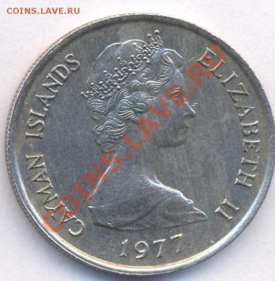 Каймановы о-ва 25 центов 1977 г.  До 8.05.11 г. 20-00 МСК. - Кайманы