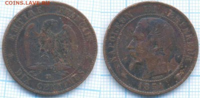 Франция 10 сантимов 1854 г., до22.08.2018 г. 22.00 по Москв - Франция 10 сантимов 1854  3258