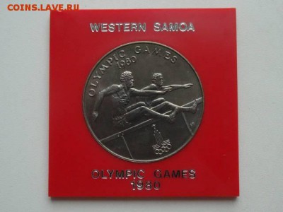 Крона Шайба Самоа 1 Тала 1980 Олимпийские Игры Москва Бег - krona_shajba_samoa_1_tala_1980_olimpijski_igry_moskva_1980_beg_s_prepjatstvijami_pamjatnaja_korobka