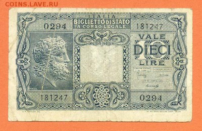 Италия 10 лир 1944 - Италия_1944-10лир_лицо