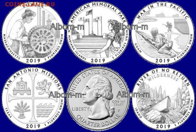 монеты сша 25 центов серии парки 2019 - image