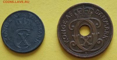 2 и 5 эре . 1943г. , 1928г. Дания. Ок. 20.08.18г. в 22.00 ч - Дания.а.