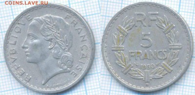 Франция 5 франков 1950 В г., до 23.08.2018 г. 22.00 по Москв - Франция 5 франков 1950  3274