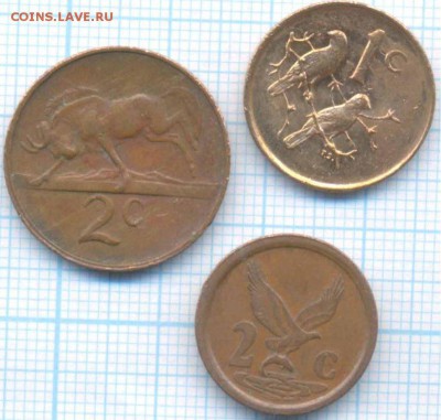 ЮАР 1 цент 1983 г., 2 цента 1981,1991 г., до 23.08.2018 г. 2 - ЮАР 3 монеты  а 3290