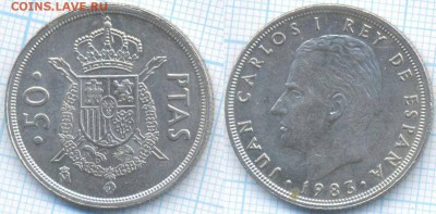 Испания 50 песет 1983 г., до 23.08.2018 г. 22.00 по Москве - Испания 50 песет 1983  3291